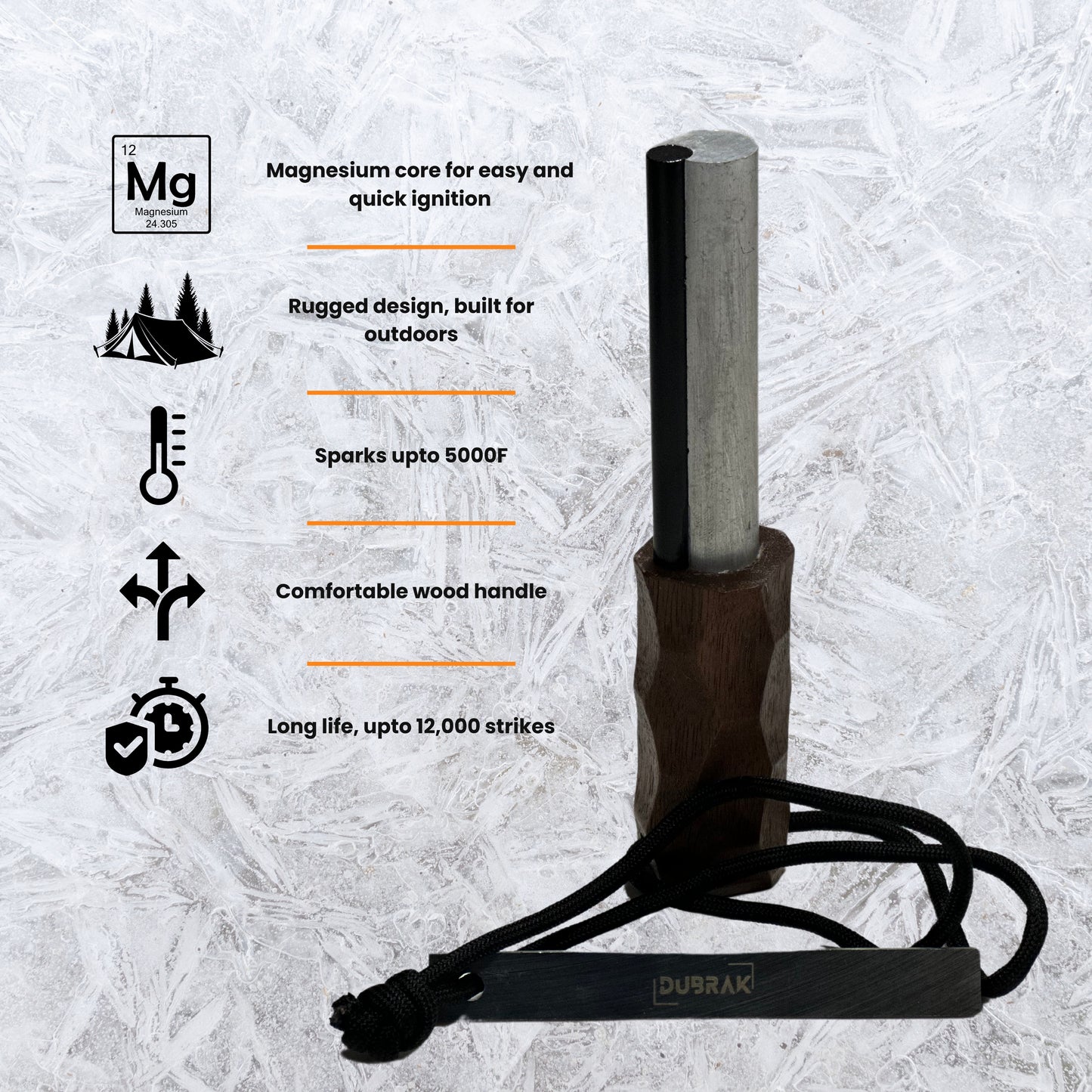 Product features of mag ferro rod from Dubrak.