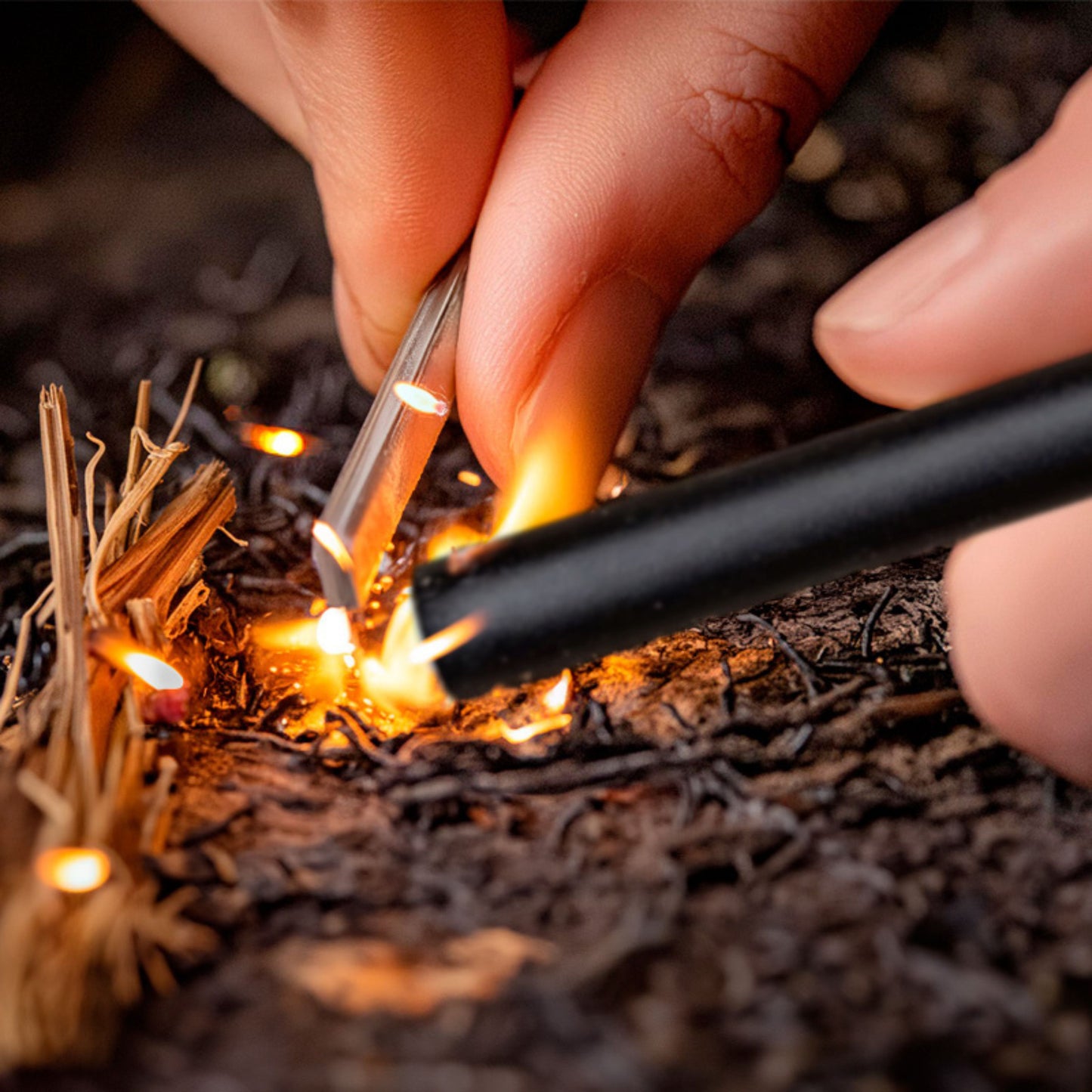 premium-wood-handle-fire-starter-ferro-rod-use