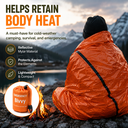 2-Pack Emergency Bivvy Bag Waterproof Thermal Survival Sleeping Sack